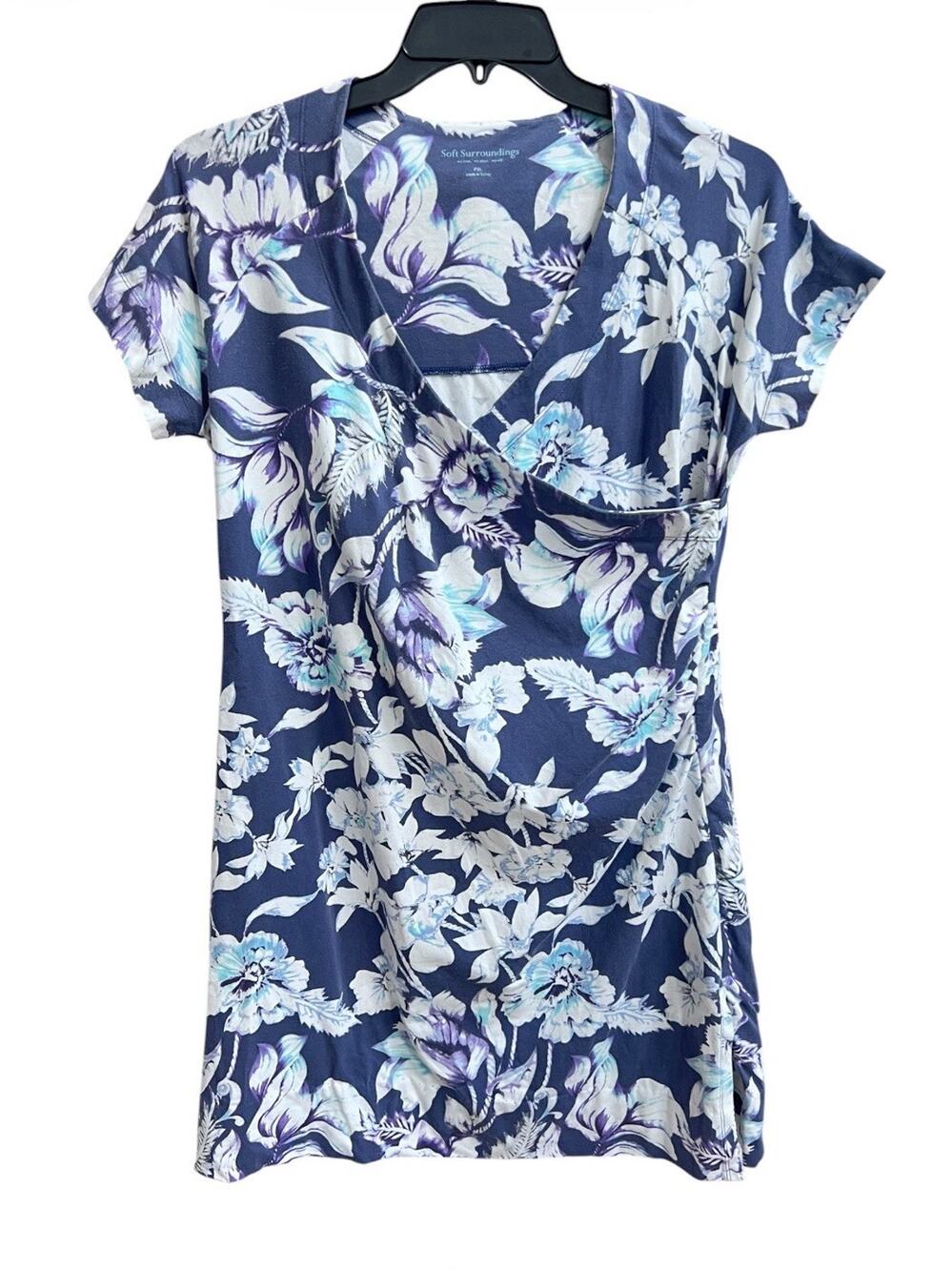 Soft Surroundings Shapely Anywhere Faux Wrap Dress Petite XL Floral Stretchy